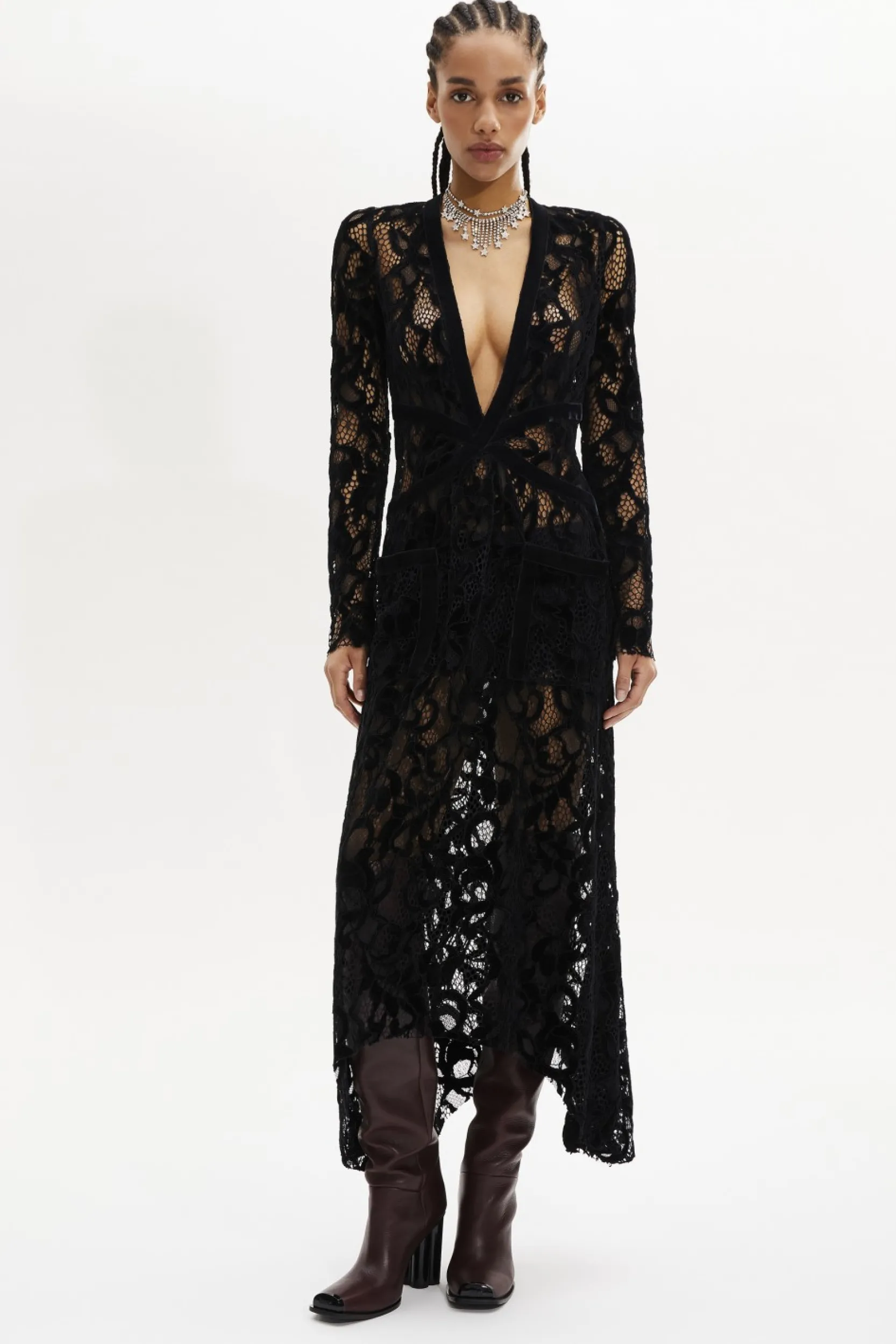 Online Asymmetric Lace Maxi Dress Women Long Dresses