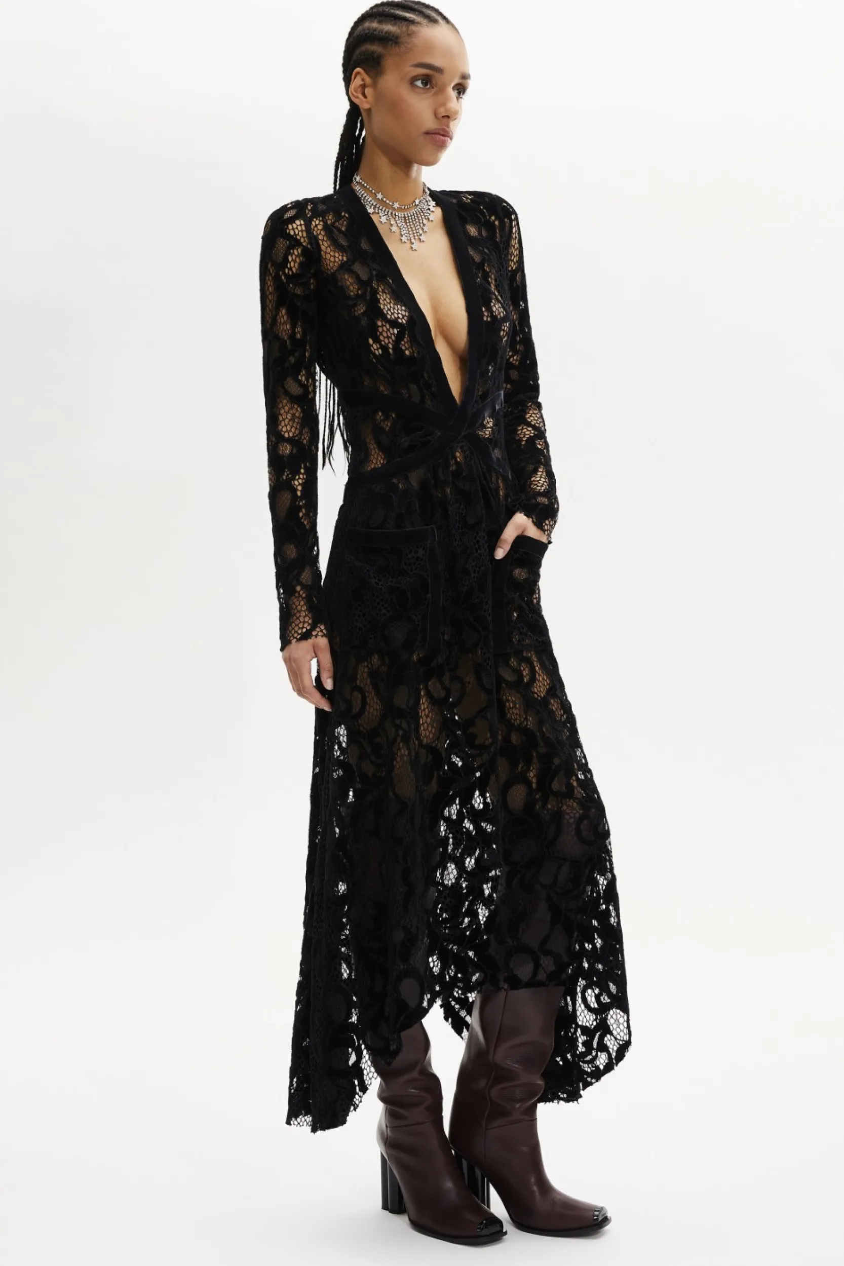 Online Asymmetric Lace Maxi Dress Women Long Dresses
