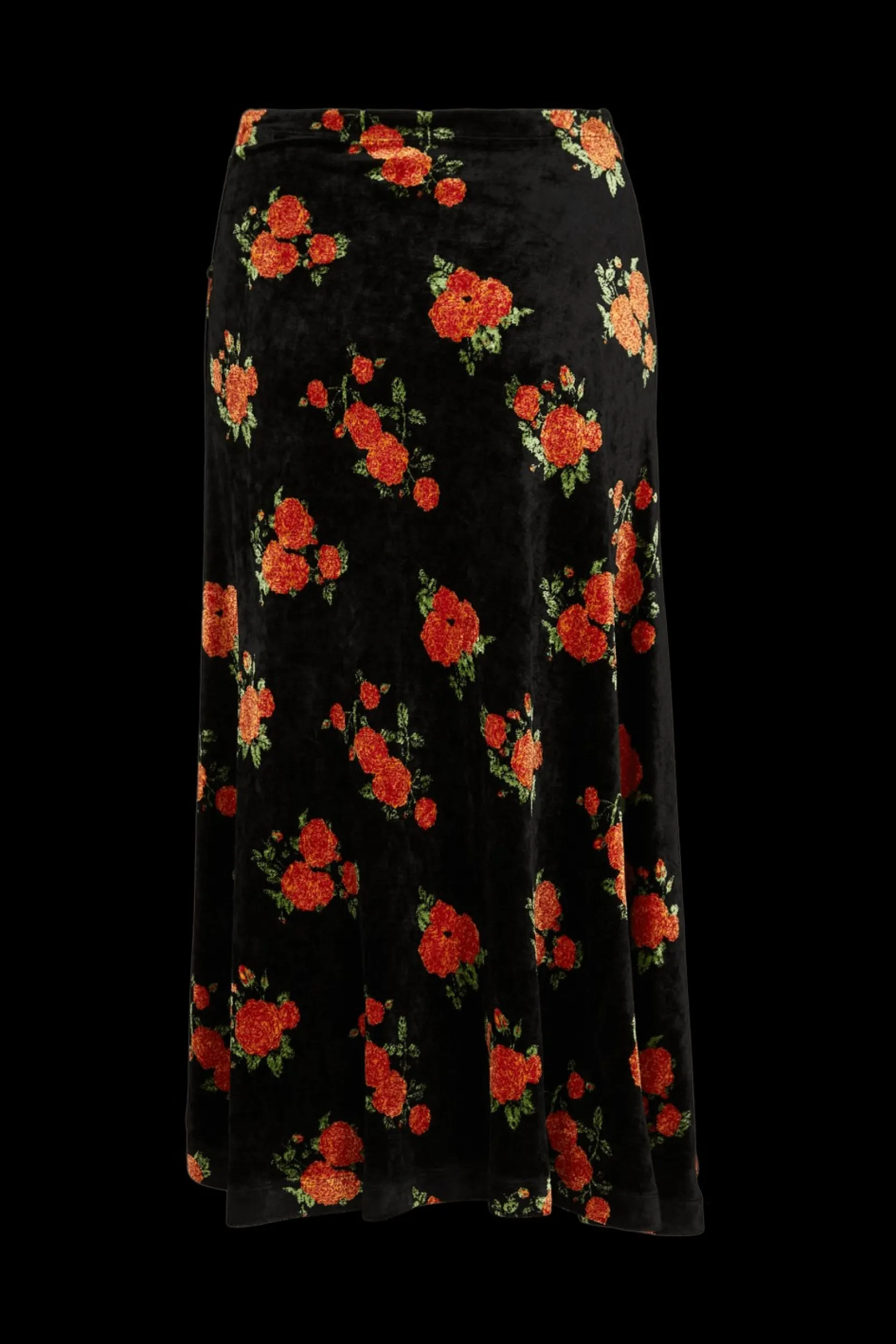 Hot Asymmetric Velvet Jacquard Midi Skirt Women Skirts