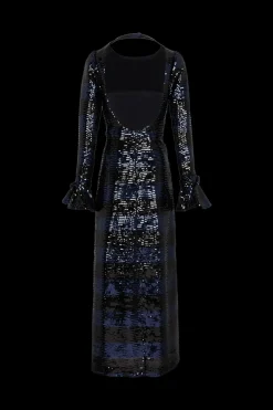 Hot Backless Striped Sequin Maxi Dress Women Long Dresses