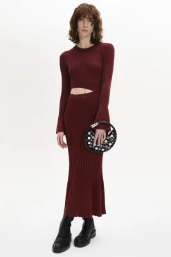 New Bell Sleeve Crew-Neck Dress Women Long Dresses
