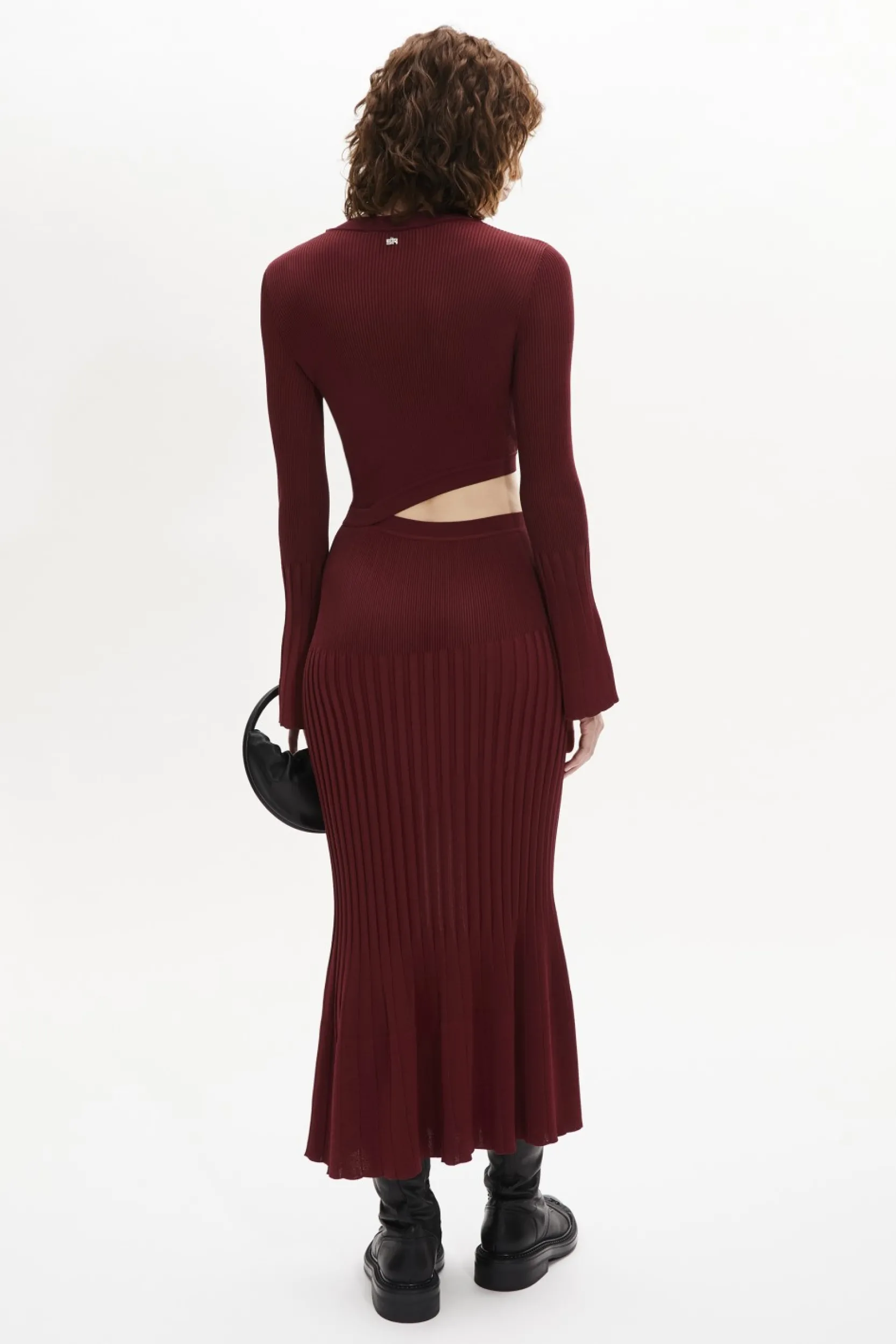 New Bell Sleeve Crew-Neck Dress Women Long Dresses
