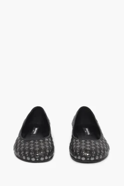 Online Black Leather Ballerinas With Studs Women Accessories