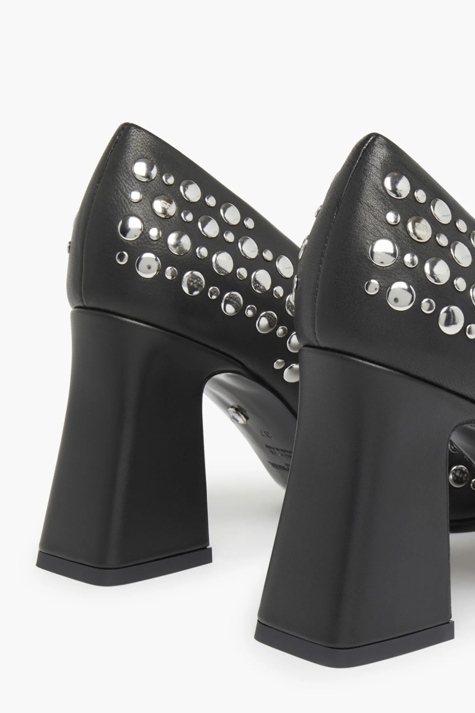 Black Leather Pumps With Studs Women Accessories