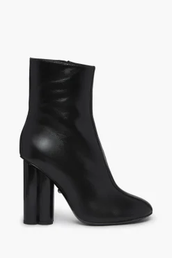 Sale Black Metallic Leather Ankle Boots Women Accessories