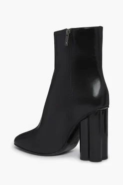 Sale Black Metallic Leather Ankle Boots Women Accessories