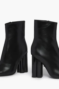 Sale Black Metallic Leather Ankle Boots Women Accessories