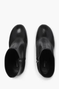 Sale Black Metallic Leather Ankle Boots Women Accessories