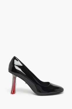 Online Black Patent Leather Pumps With Rhinestone Heels Women Accessories