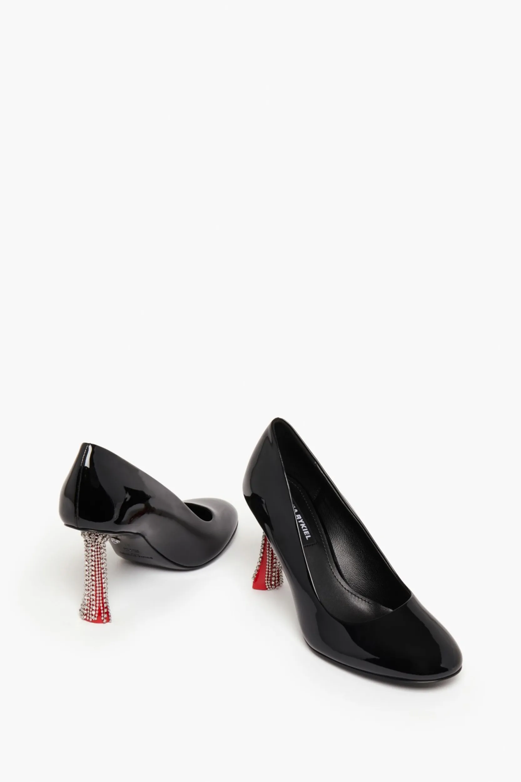 Online Black Patent Leather Pumps With Rhinestone Heels Women Accessories