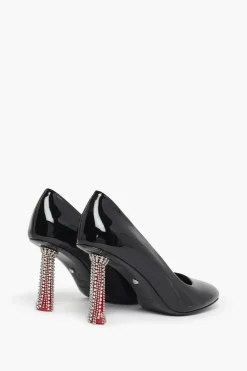 Online Black Patent Leather Pumps With Rhinestone Heels Women Accessories