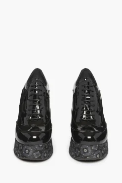 New Black Vinyl Lace Shoes Women Accessories