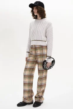 New Brushed Wool Tartan Trousers Women Trousers And Denim