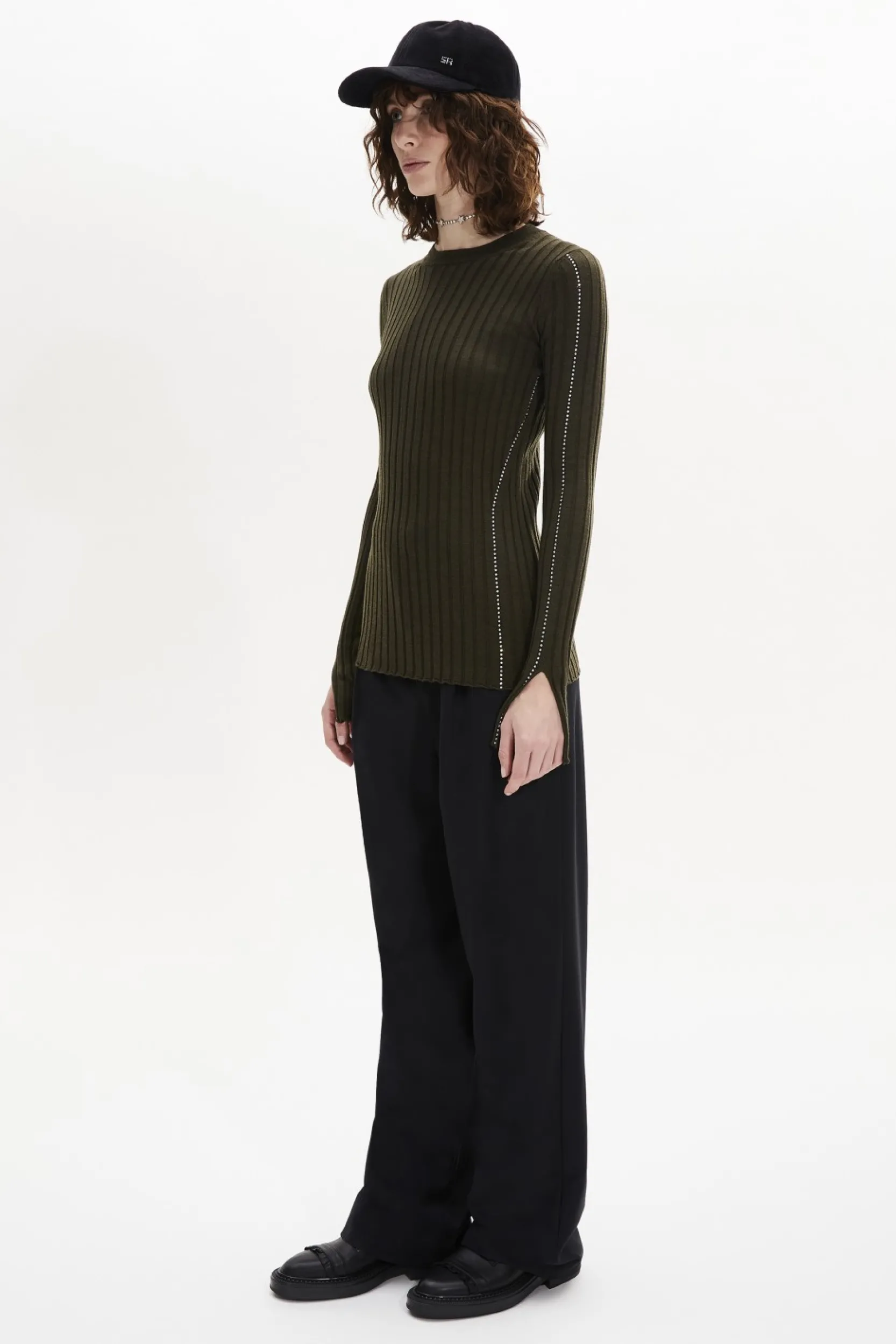 Outlet Crew-Neck Jumper Long Slit Sleeves Women Sweaters