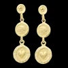 Discount Golden Medals Triple Charms Earrings Women Earrings
