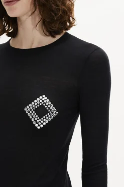 Clearance Knitted Jumper Rhinestone Motif Women Sweaters