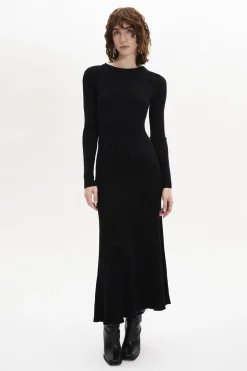Long-Sleeved Crew-Neck Dress Women Long Dresses