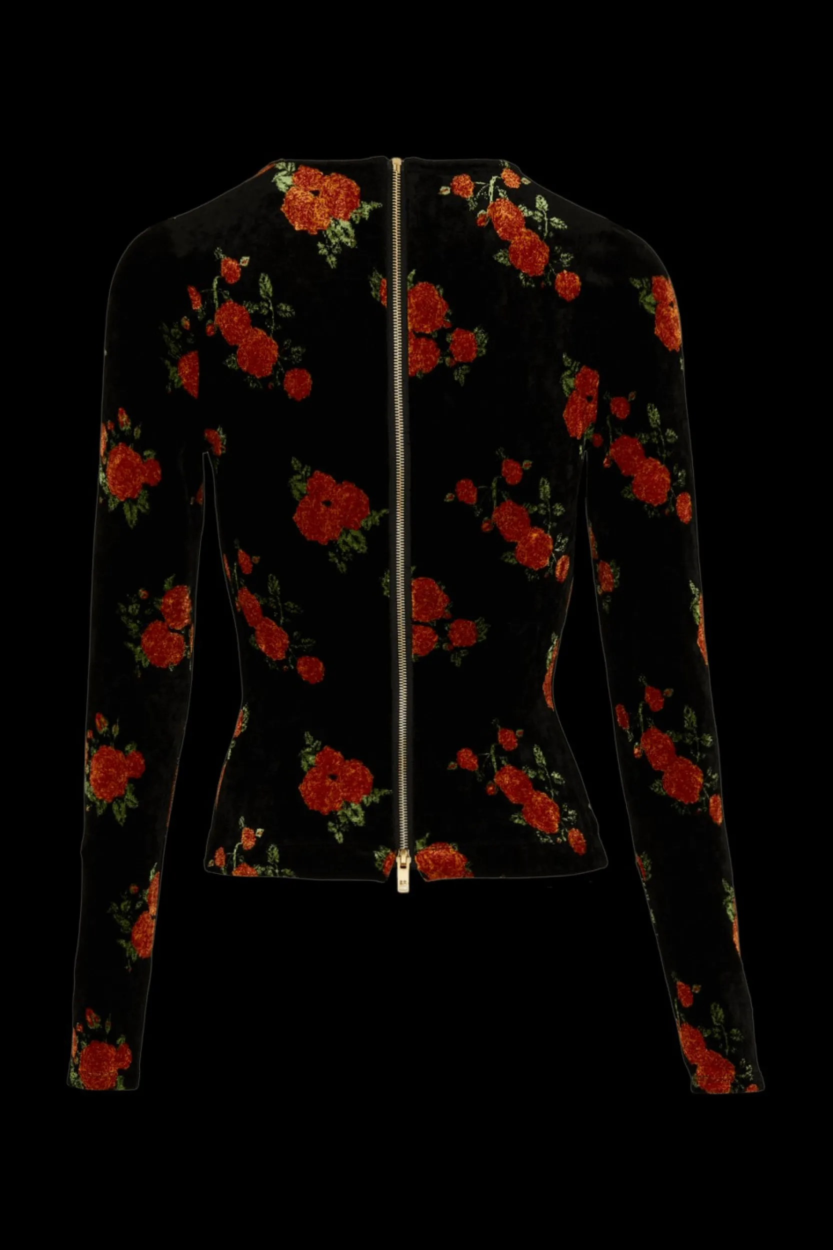 Sale Long-Sleeved Fitted Velvet Jacquard Top Women T-Shirts