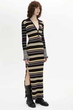 Outlet Long-Sleeved Polo-Collar Dress Women Long Dresses
