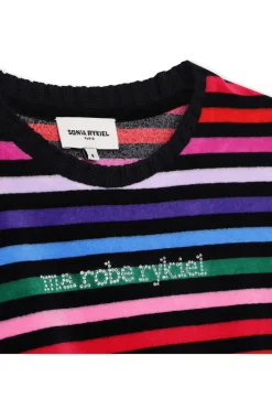 Outlet Multicolor Striped Velvet Dress Children Dresses