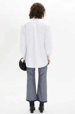 Sale Poplin Shirt With Rhinestone Buttons Women Shirts