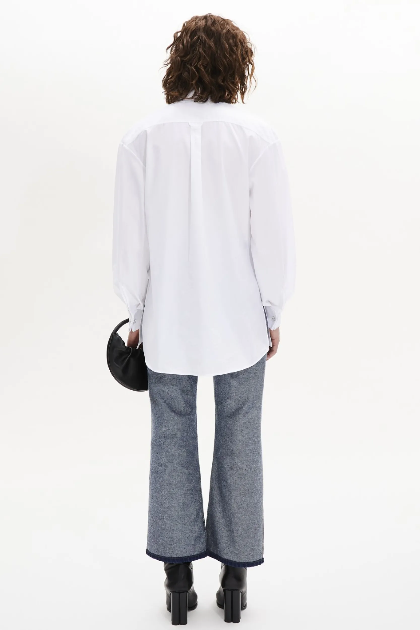 Sale Poplin Shirt With Rhinestone Buttons Women Shirts