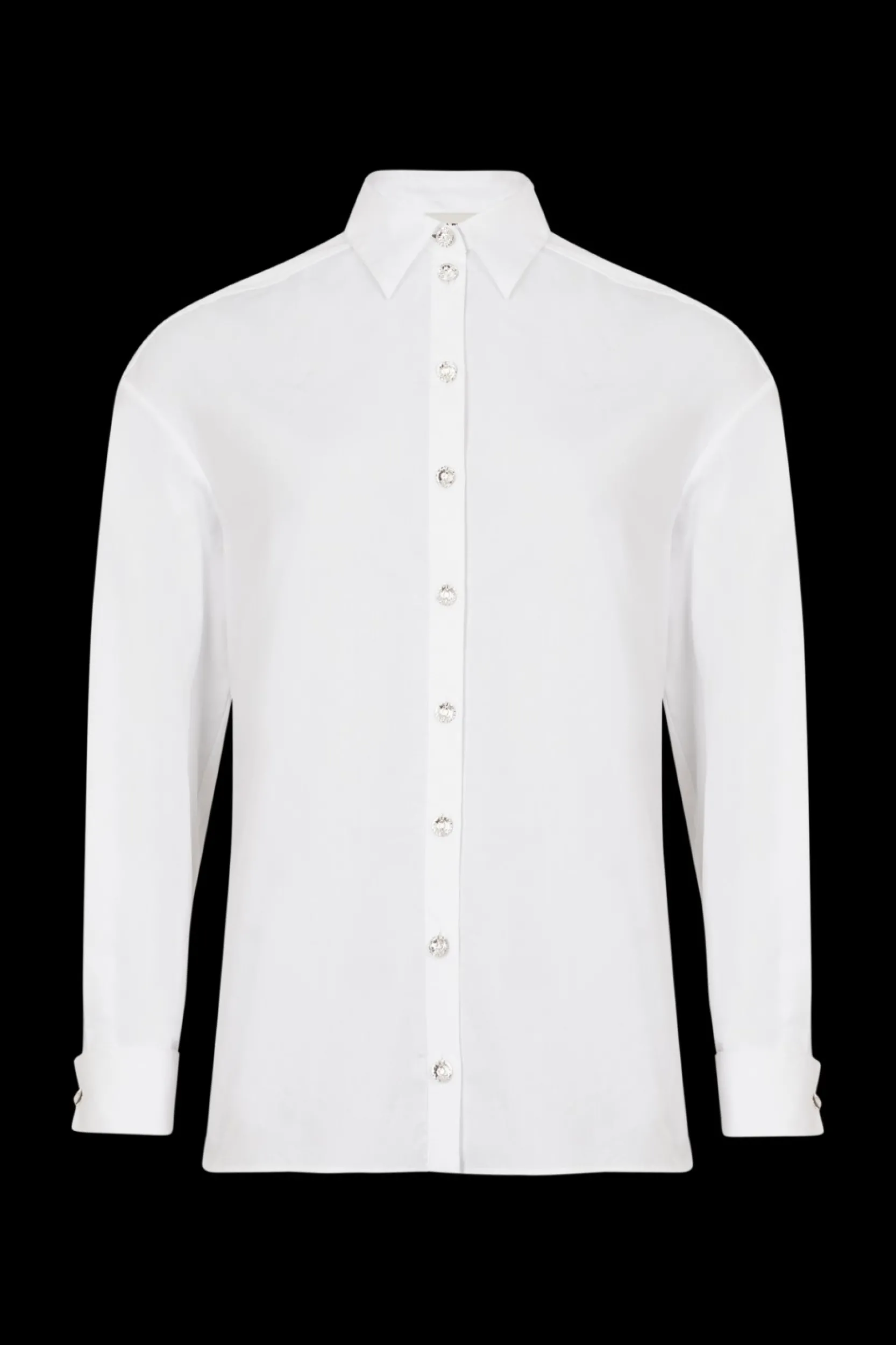 Sale Poplin Shirt With Rhinestone Buttons Women Shirts