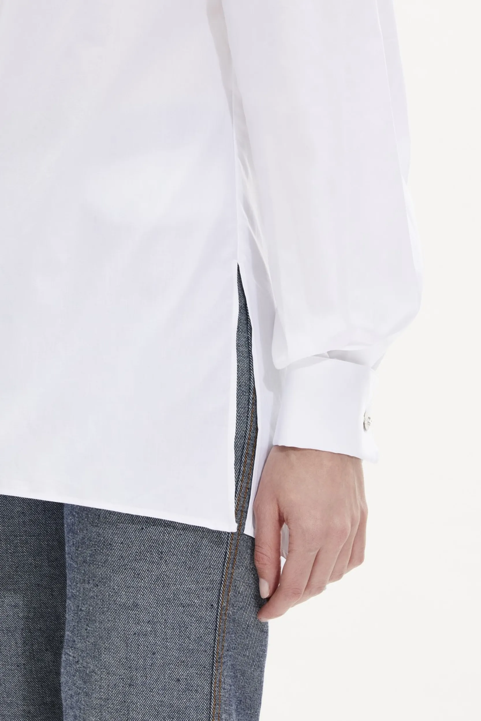 Sale Poplin Shirt With Rhinestone Buttons Women Shirts