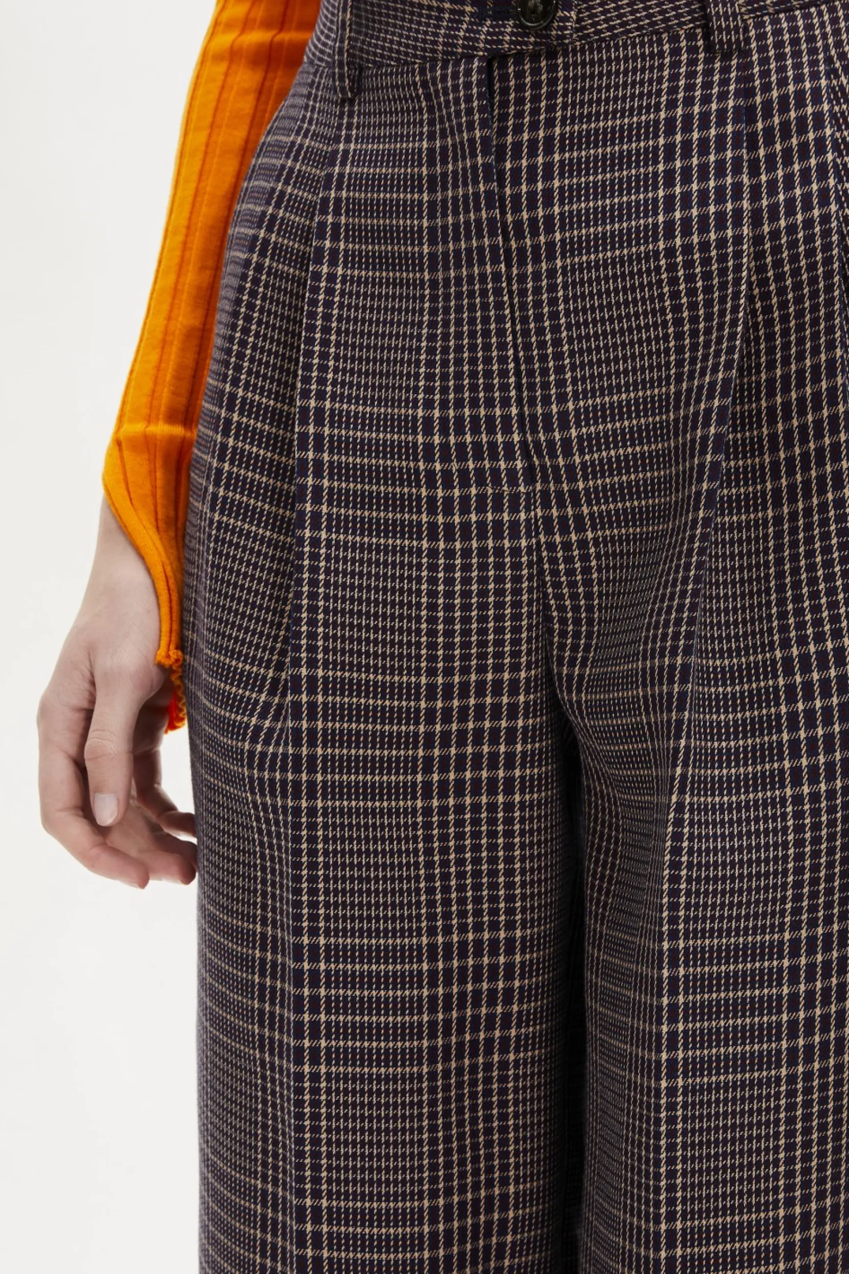 Outlet Prince Of Wales Check Pleated Trousers Women Trousers And Denim