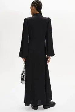 Hot Satin Pussybow Maxi Dress Women Long Dresses