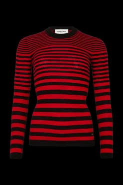 Clearance Striped Long-Sleeved Crew Neck Sweater Women Sweaters