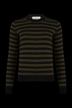 Online Striped Long-Sleeved Crew Neck Sweater Women Sweaters