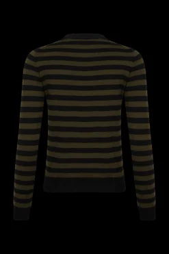 Online Striped Long-Sleeved Crew Neck Sweater Women Sweaters