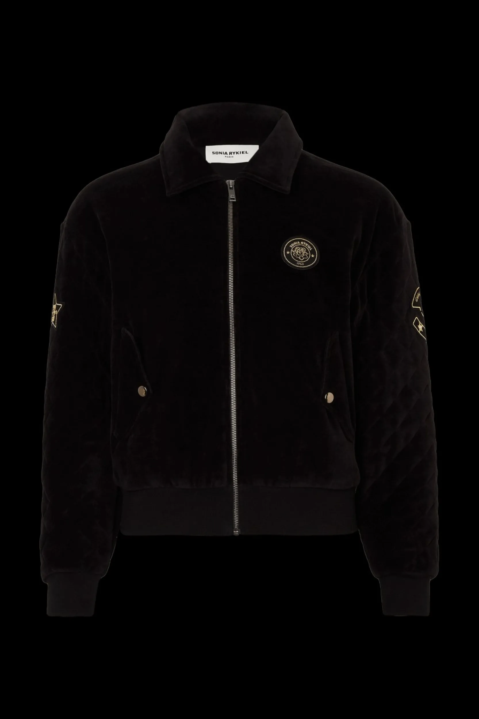 Velvet Quilted Bomber Jacket Women Jackets