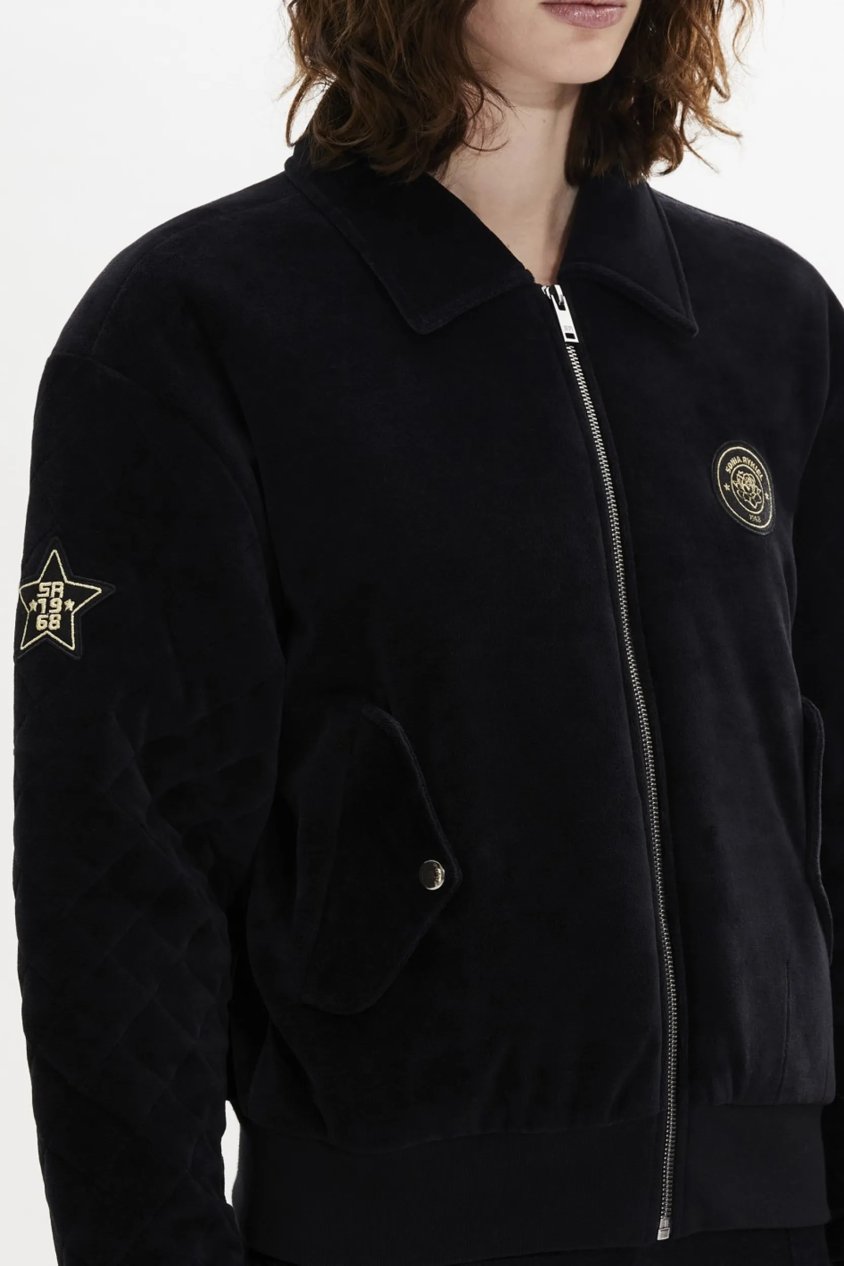 Velvet Quilted Bomber Jacket Women Jackets