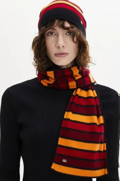 Outlet Wool And Cashmere Striped Scarf Women Accessories